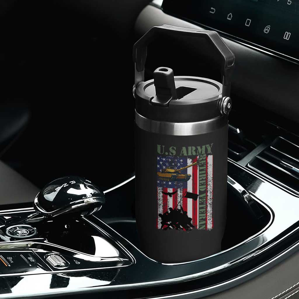 Retired Army Flip Straw Tumbler American Flag US Patriotic USA Pride TS12 Print Your Wear