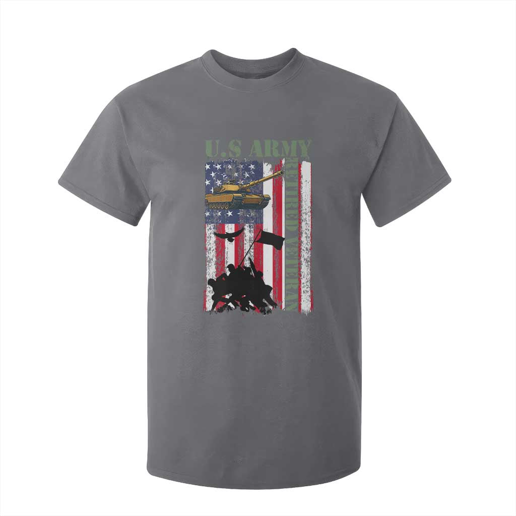 Retired Army T Shirt For Kid American Flag US Patriotic USA Pride TS12 Charcoal Print Your Wear