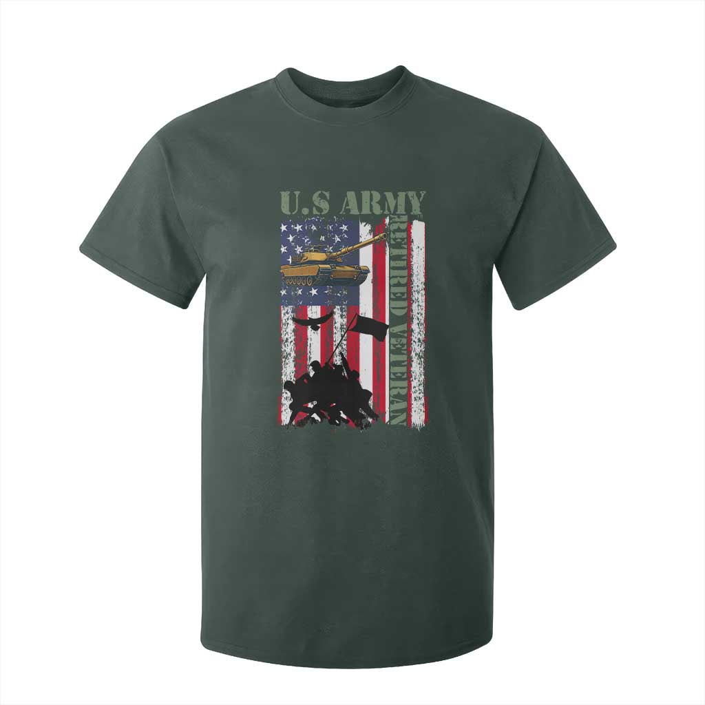 Retired Army T Shirt For Kid American Flag US Patriotic USA Pride TS12 Dark Forest Green Print Your Wear
