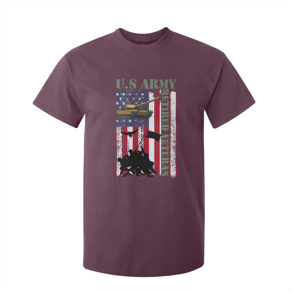 Retired Army T Shirt For Kid American Flag US Patriotic USA Pride TS12 Maroon Print Your Wear