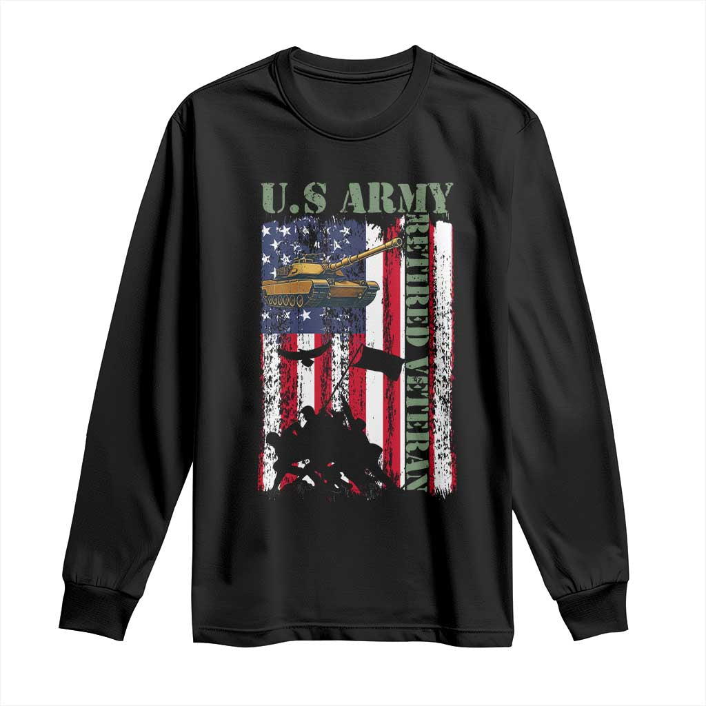 Retired Army Long Sleeve Shirt American Flag US Patriotic USA Pride TS12 Black Print Your Wear