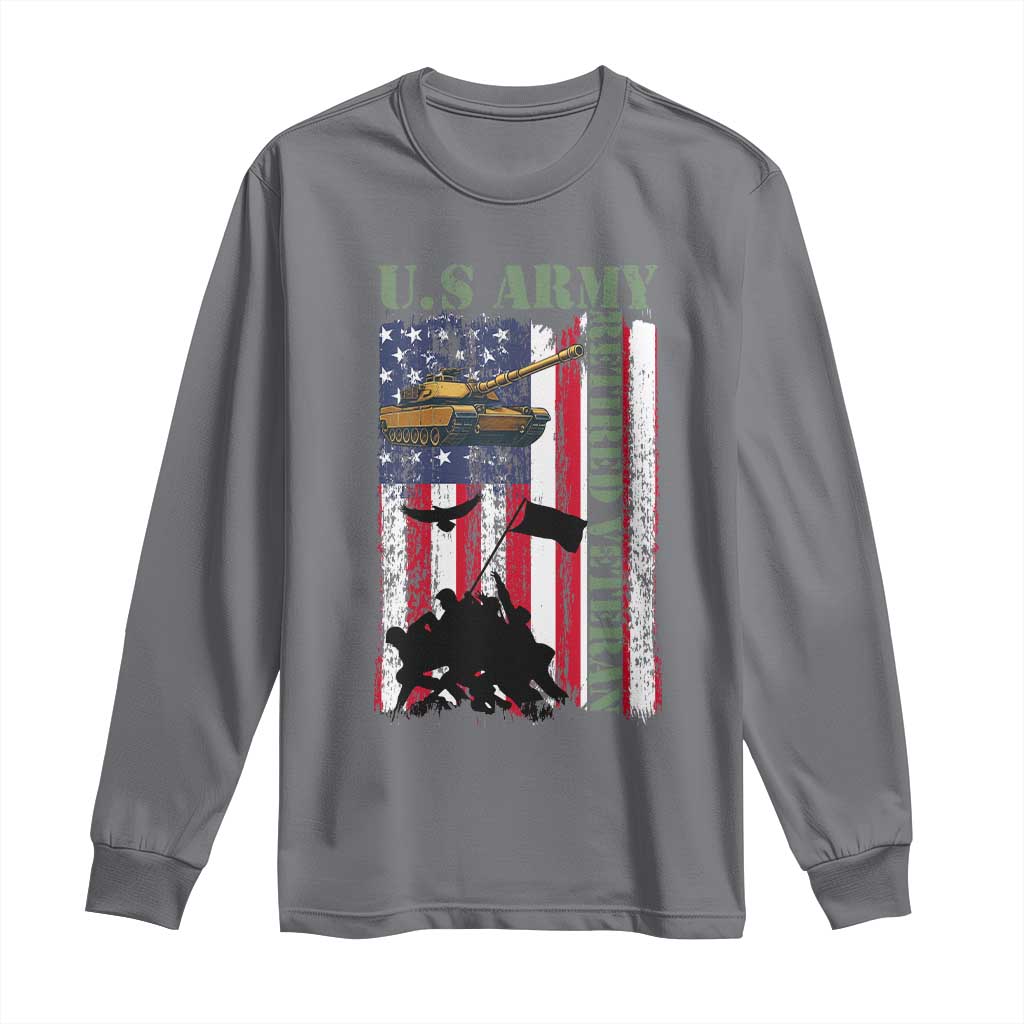 Retired Army Long Sleeve Shirt American Flag US Patriotic USA Pride TS12 Charcoal Print Your Wear