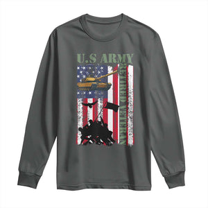 Retired Army Long Sleeve Shirt American Flag US Patriotic USA Pride TS12 Dark Heather Print Your Wear