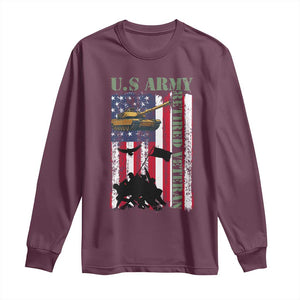 Retired Army Long Sleeve Shirt American Flag US Patriotic USA Pride TS12 Maroon Print Your Wear