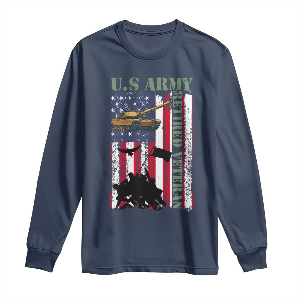 Retired Army Long Sleeve Shirt American Flag US Patriotic USA Pride TS12 Navy Print Your Wear