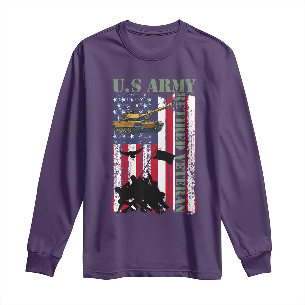 Retired Army Long Sleeve Shirt American Flag US Patriotic USA Pride TS12 Purple Print Your Wear