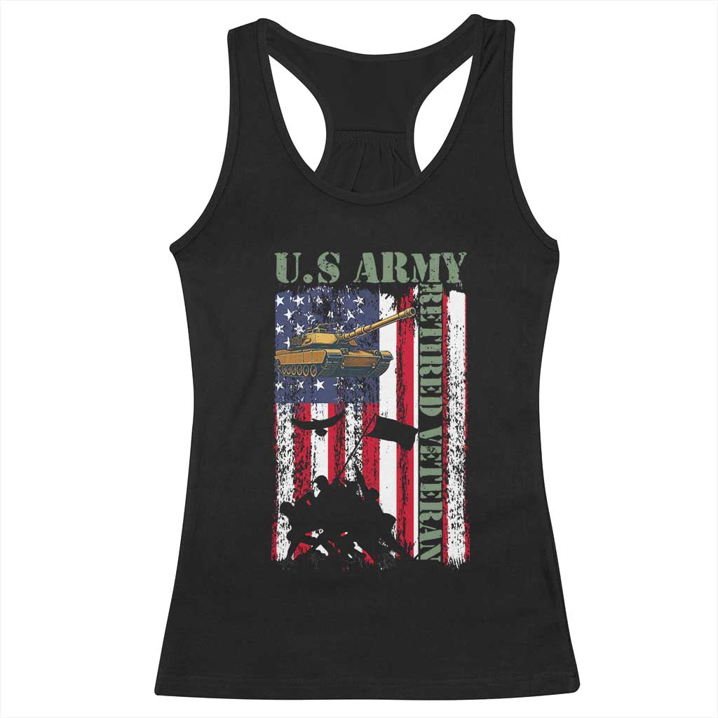 Retired Army Racerback Tank Top American Flag US Patriotic USA Pride TS12 Black Print Your Wear