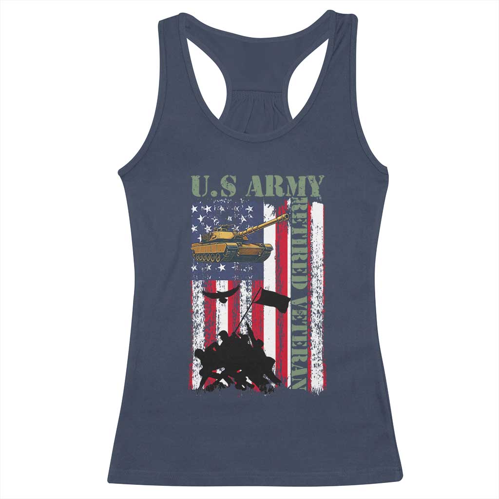 Retired Army Racerback Tank Top American Flag US Patriotic USA Pride TS12 Navy Print Your Wear