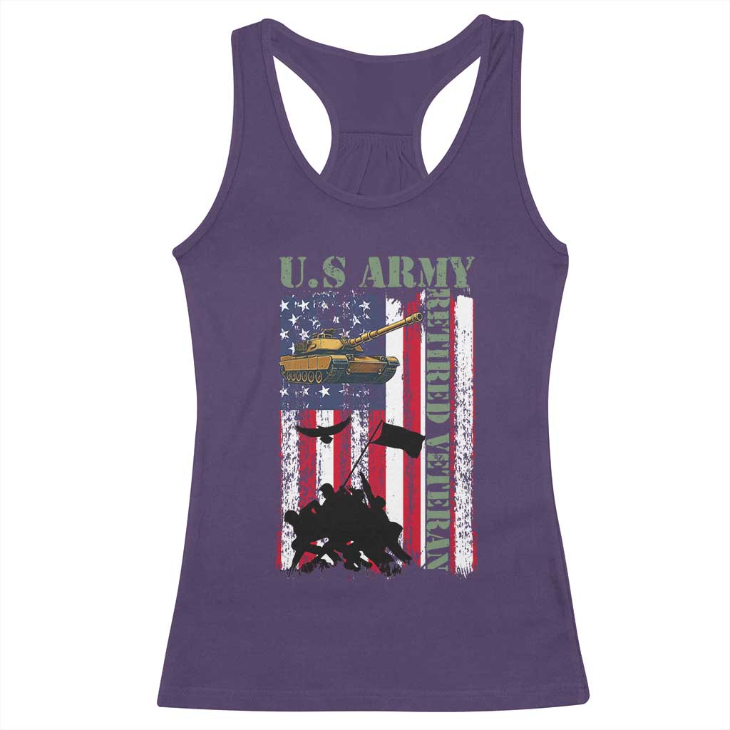 Retired Army Racerback Tank Top American Flag US Patriotic USA Pride TS12 Purple Print Your Wear