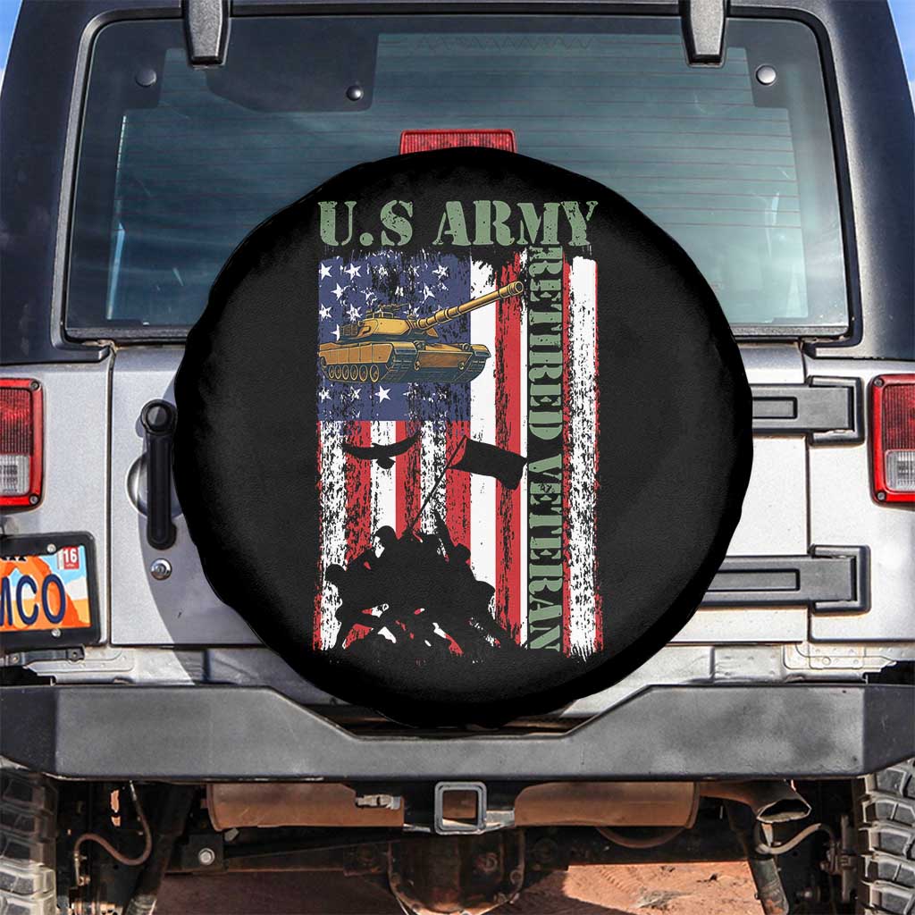 Retired Army Spare Tire Cover American Flag US Patriotic USA Pride TS12 No hole Black Print Your Wear