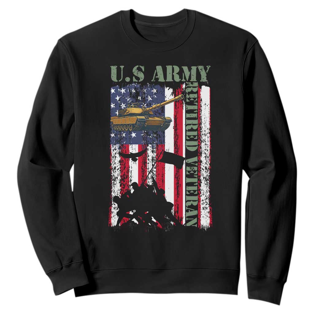 Retired Army Sweatshirt American Flag US Patriotic USA Pride TS12 Black Print Your Wear