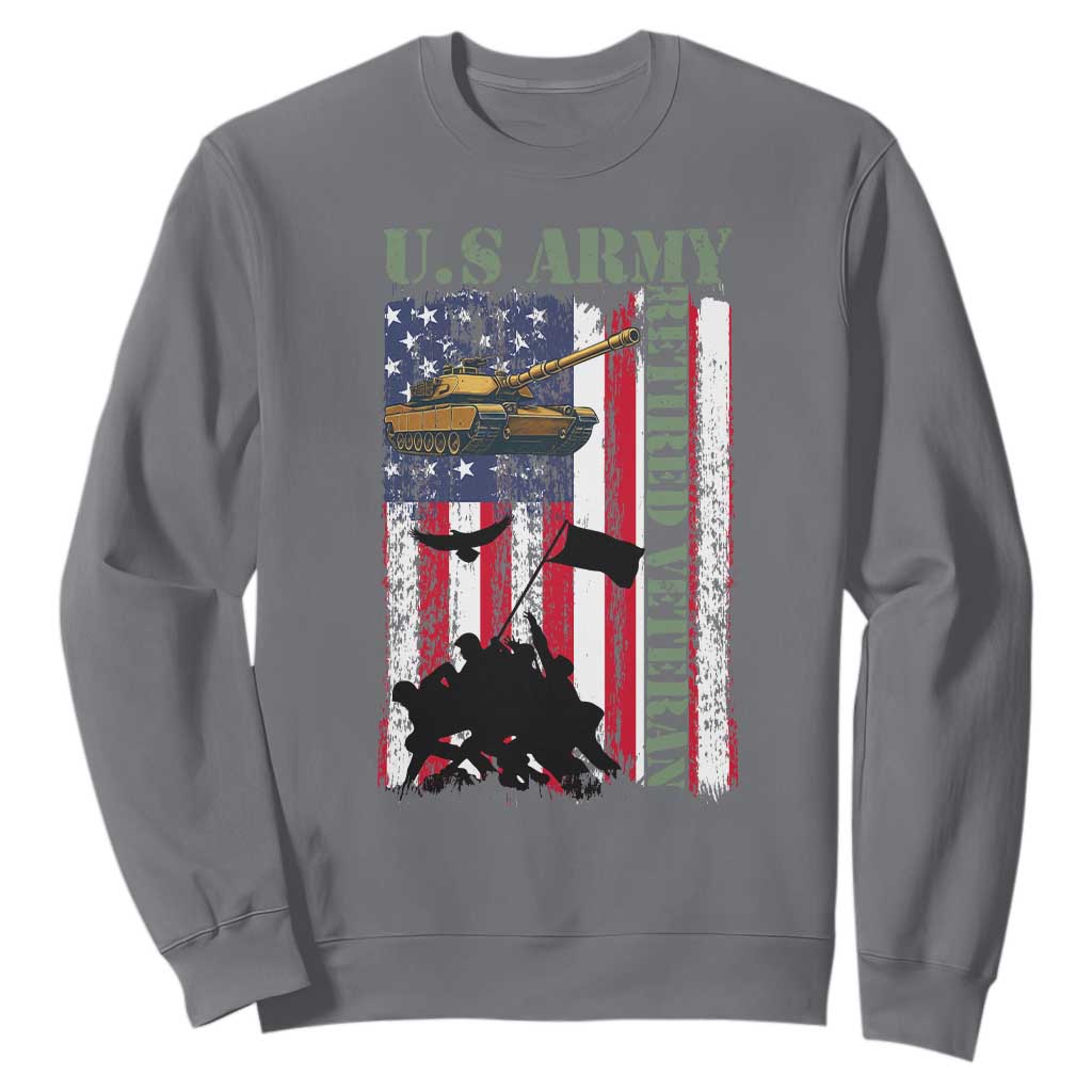 Retired Army Sweatshirt American Flag US Patriotic USA Pride TS12 Charcoal Print Your Wear