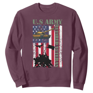 Retired Army Sweatshirt American Flag US Patriotic USA Pride TS12 Maroon Print Your Wear