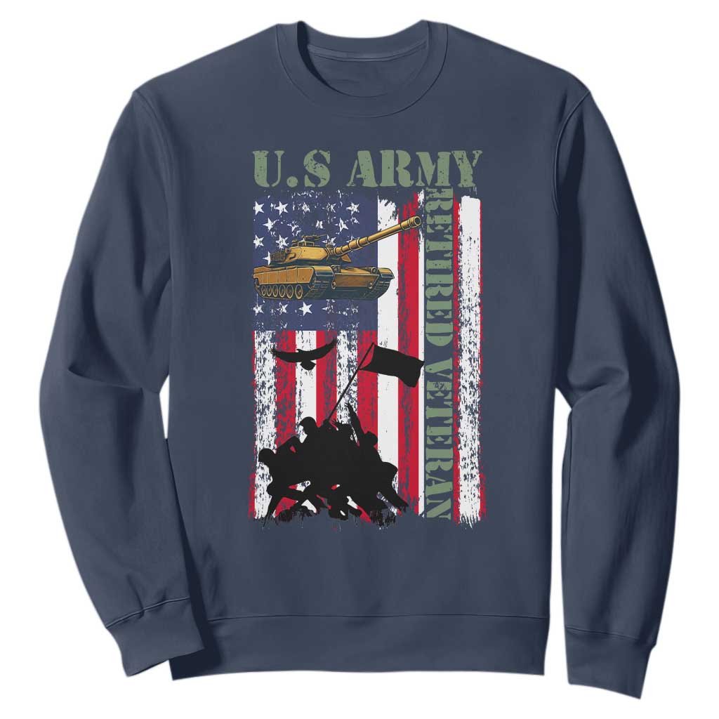 Retired Army Sweatshirt American Flag US Patriotic USA Pride TS12 Navy Print Your Wear