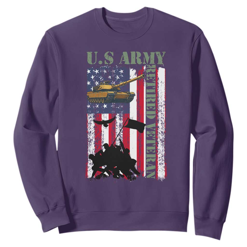 Retired Army Sweatshirt American Flag US Patriotic USA Pride TS12 Purple Print Your Wear