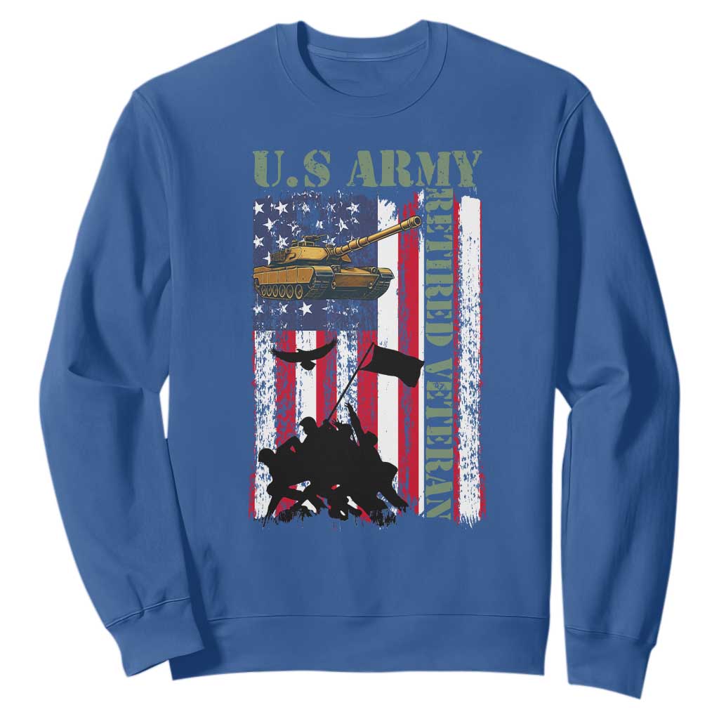 Retired Army Sweatshirt American Flag US Patriotic USA Pride TS12 Royal Blue Print Your Wear