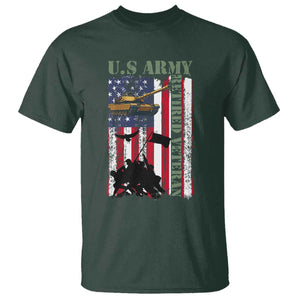 Retired Army T Shirt American Flag US Patriotic USA Pride TS12 Dark Forest Green Print Your Wear