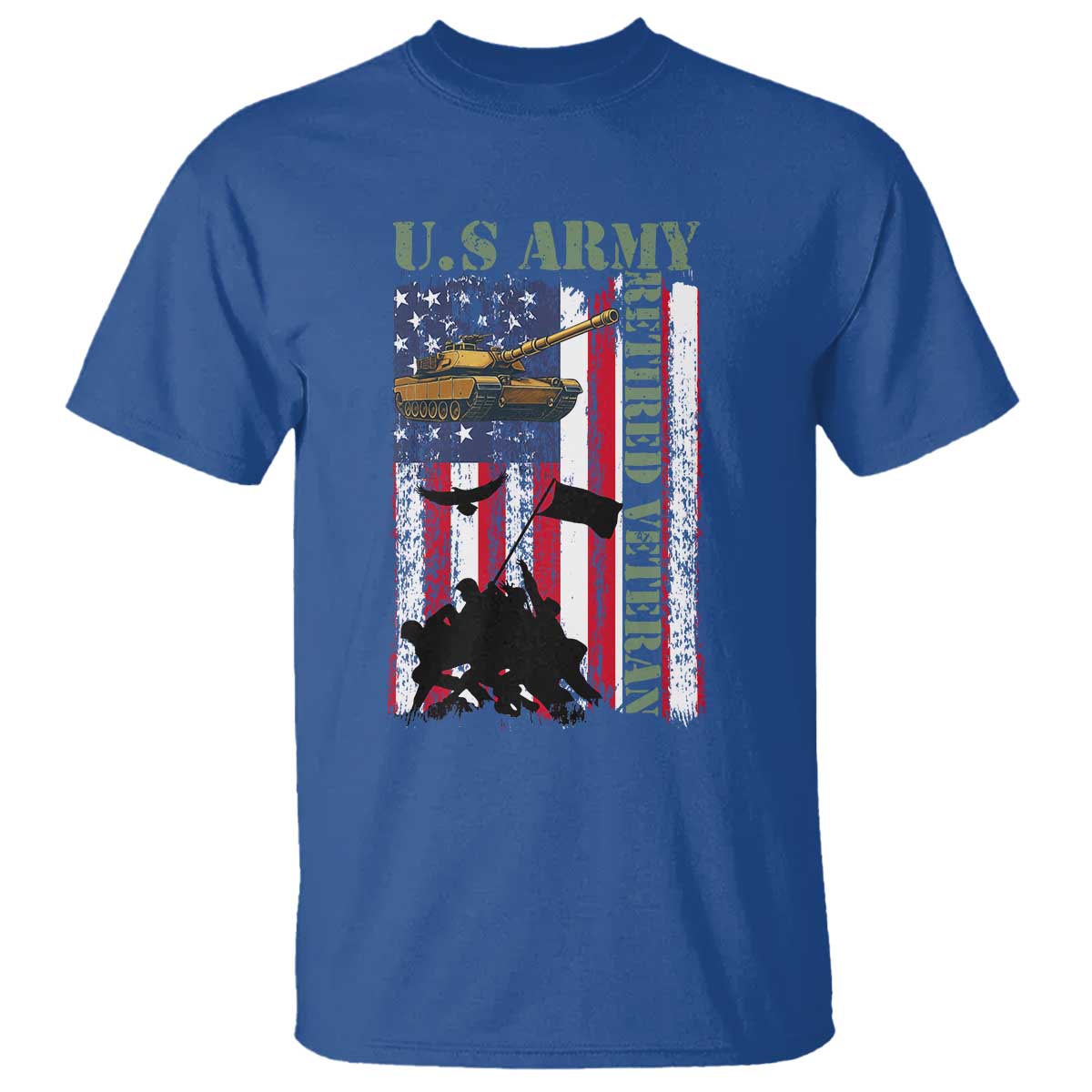 Retired Army T Shirt American Flag US Patriotic USA Pride TS12 Royal Blue Print Your Wear