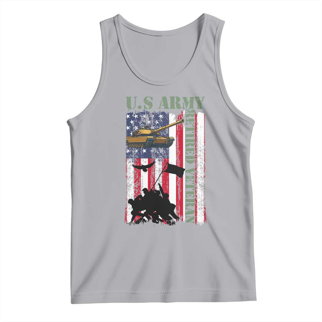 Retired Army Tank Top American Flag US Patriotic USA Pride TS12 Athletic Heather Print Your Wear
