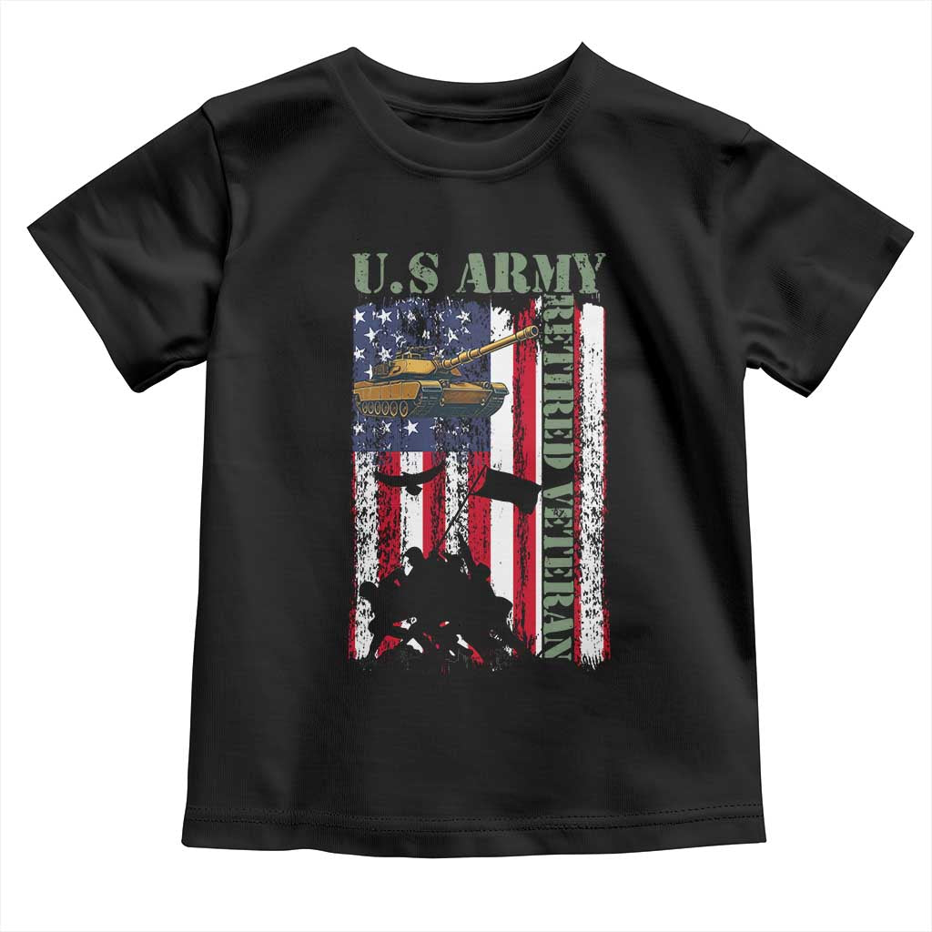 Retired Army Toddler T Shirt American Flag US Patriotic USA Pride TS12 Black Print Your Wear