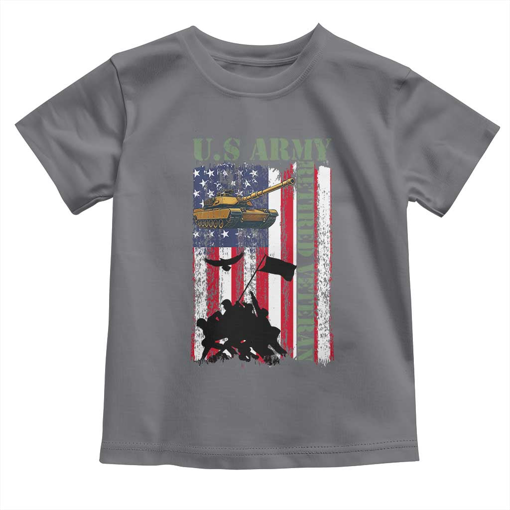 Retired Army Toddler T Shirt American Flag US Patriotic USA Pride TS12 Charcoal Print Your Wear