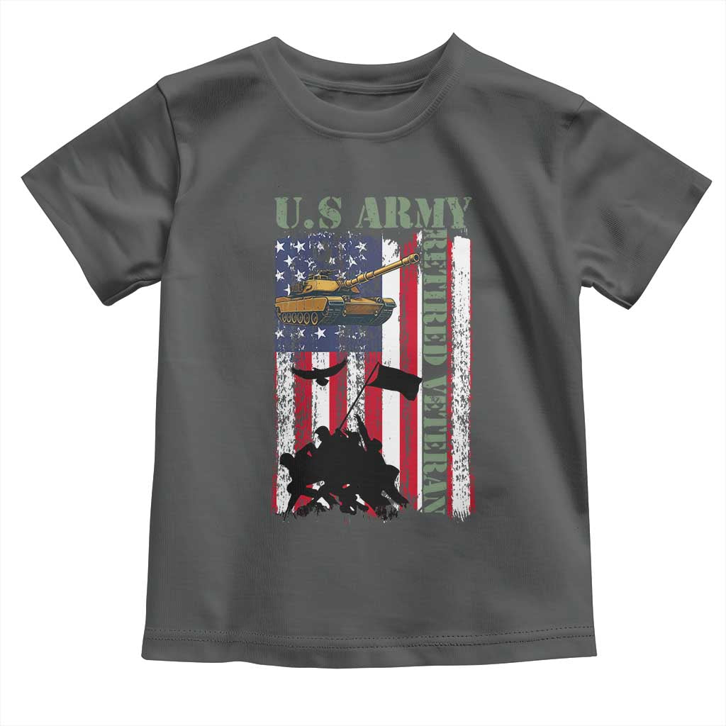 Retired Army Toddler T Shirt American Flag US Patriotic USA Pride TS12 Dark Heather Print Your Wear