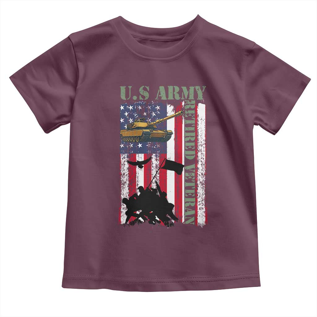 Retired Army Toddler T Shirt American Flag US Patriotic USA Pride TS12 Maroon Print Your Wear