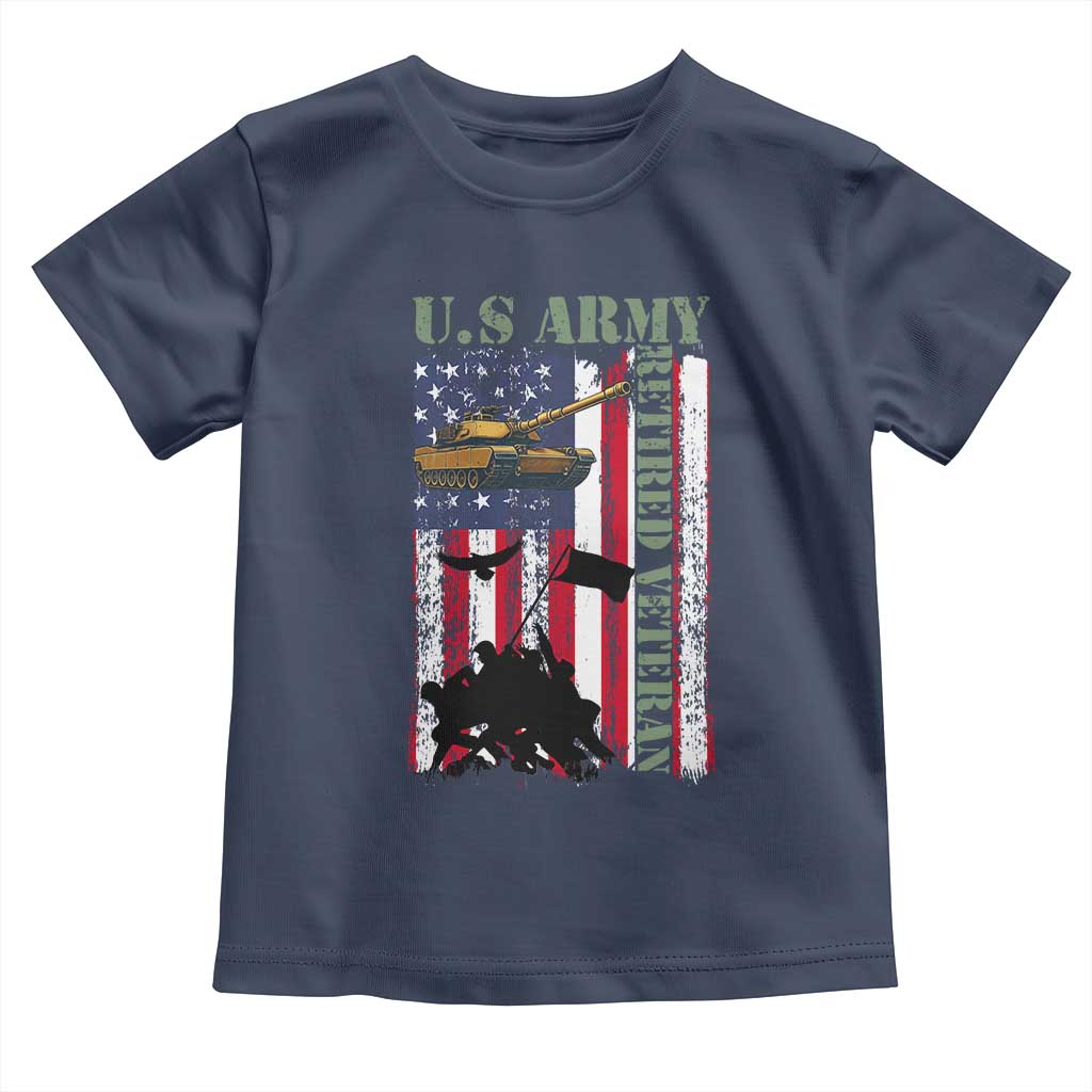 Retired Army Toddler T Shirt American Flag US Patriotic USA Pride TS12 Navy Print Your Wear