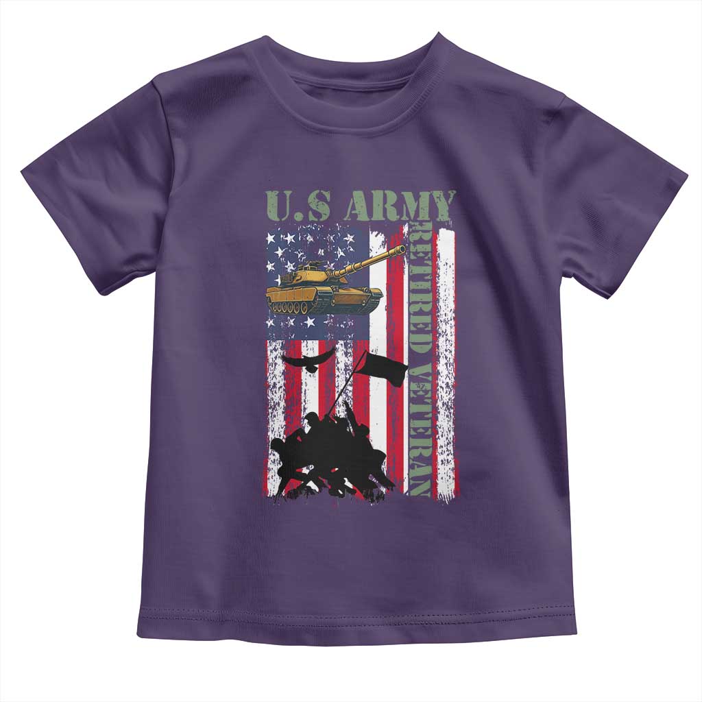 Retired Army Toddler T Shirt American Flag US Patriotic USA Pride TS12 Purple Print Your Wear