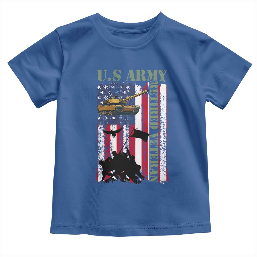 Retired Army Toddler T Shirt American Flag US Patriotic USA Pride TS12 Royal Blue Print Your Wear