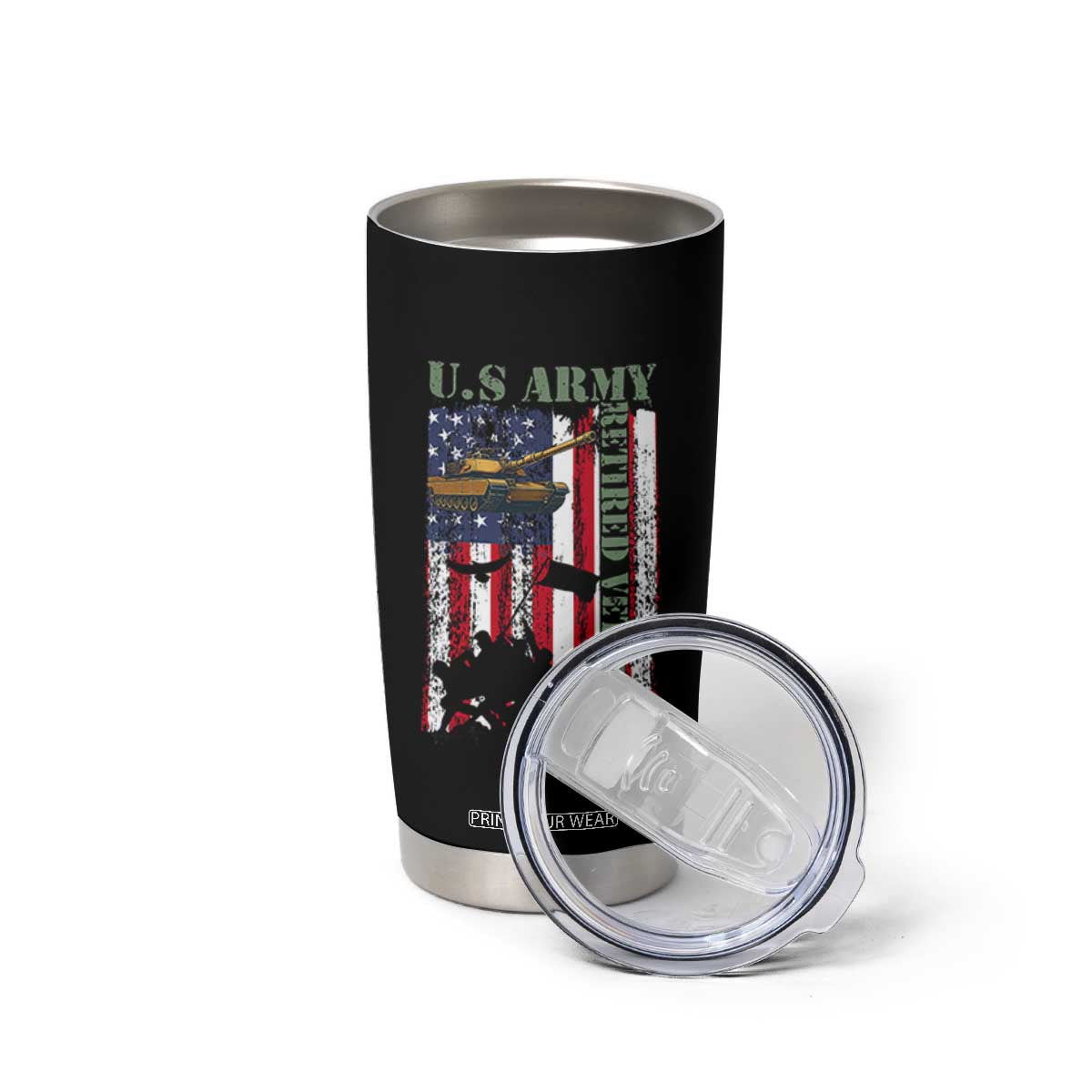 Retired Army Tumbler Cup American Flag US Patriotic USA Pride TS12 Print Your Wear