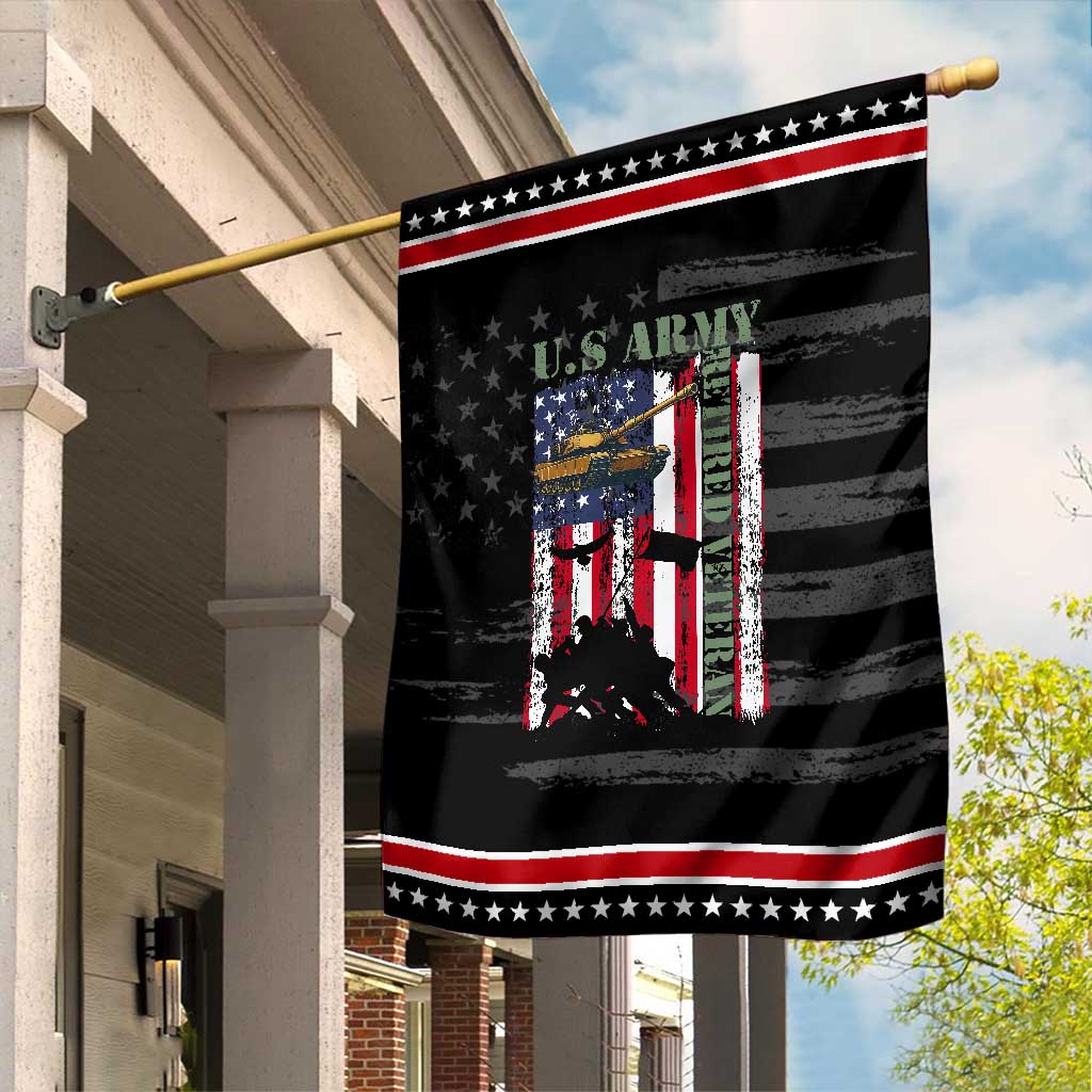 Retired Army Garden Flag American Flag US Patriotic USA Pride TS12 Distressed Black Red Print Your Wear