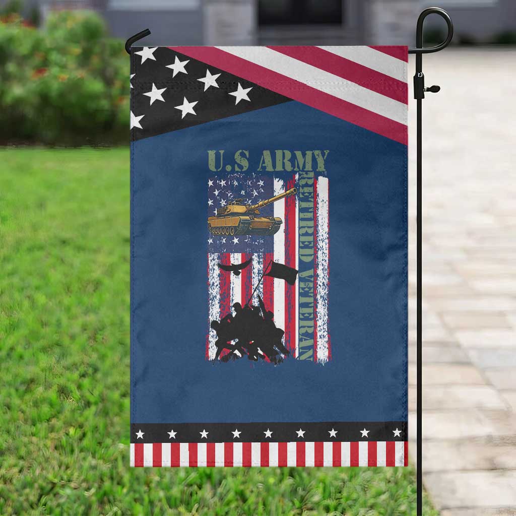 Retired Army Garden Flag American Flag US Patriotic USA Pride TS12 Classic Blue Black Print Your Wear