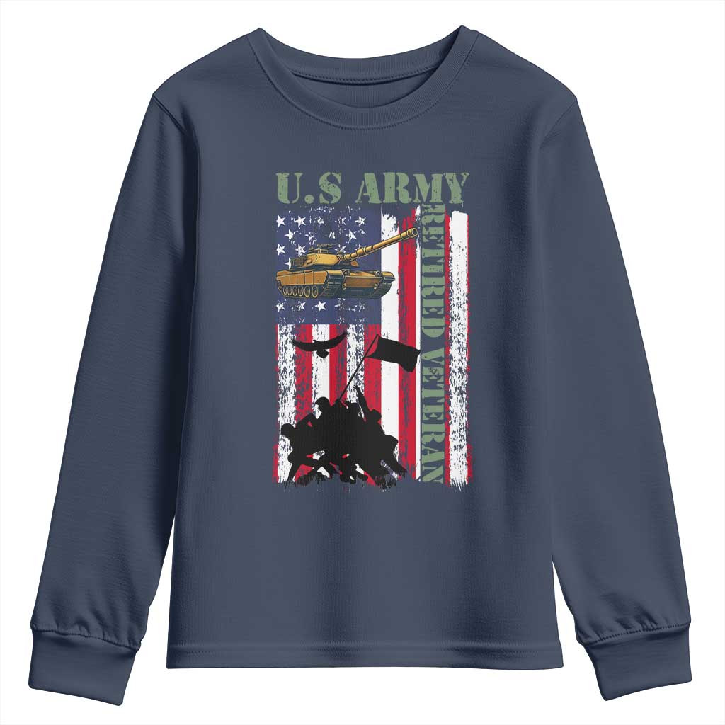 Retired Army Youth Sweatshirt American Flag US Patriotic USA Pride TS12 Navy Print Your Wear