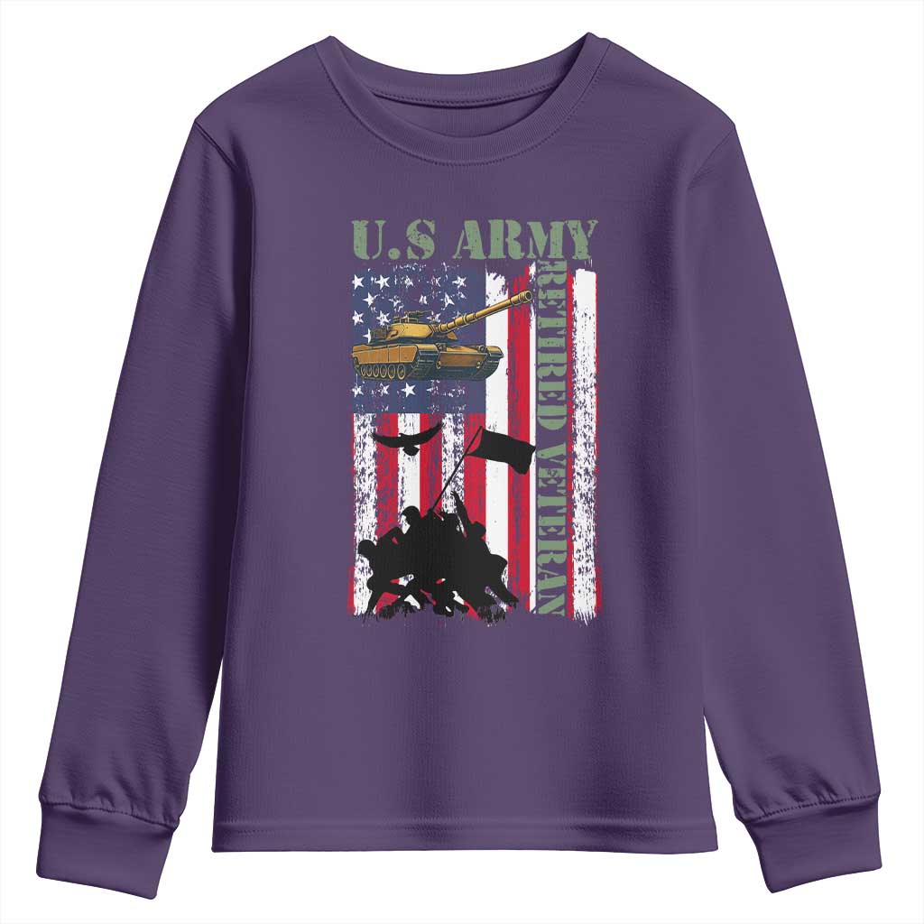 Retired Army Youth Sweatshirt American Flag US Patriotic USA Pride TS12 Purple Print Your Wear