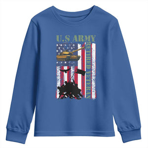 Retired Army Youth Sweatshirt American Flag US Patriotic USA Pride TS12 Royal Blue Print Your Wear