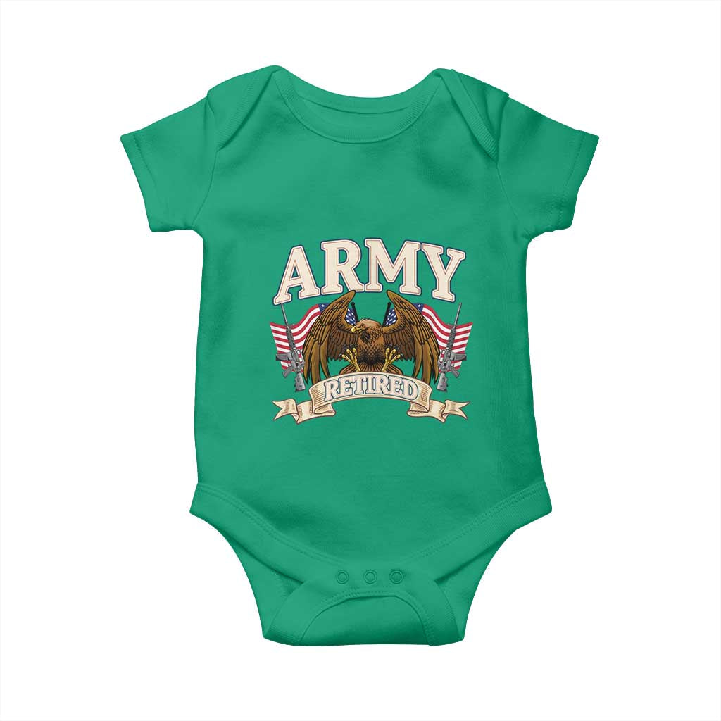 Retirement Army Veteran Baby Onesie American Flag USA Patriotic TS12 Irish Green Print Your Wear