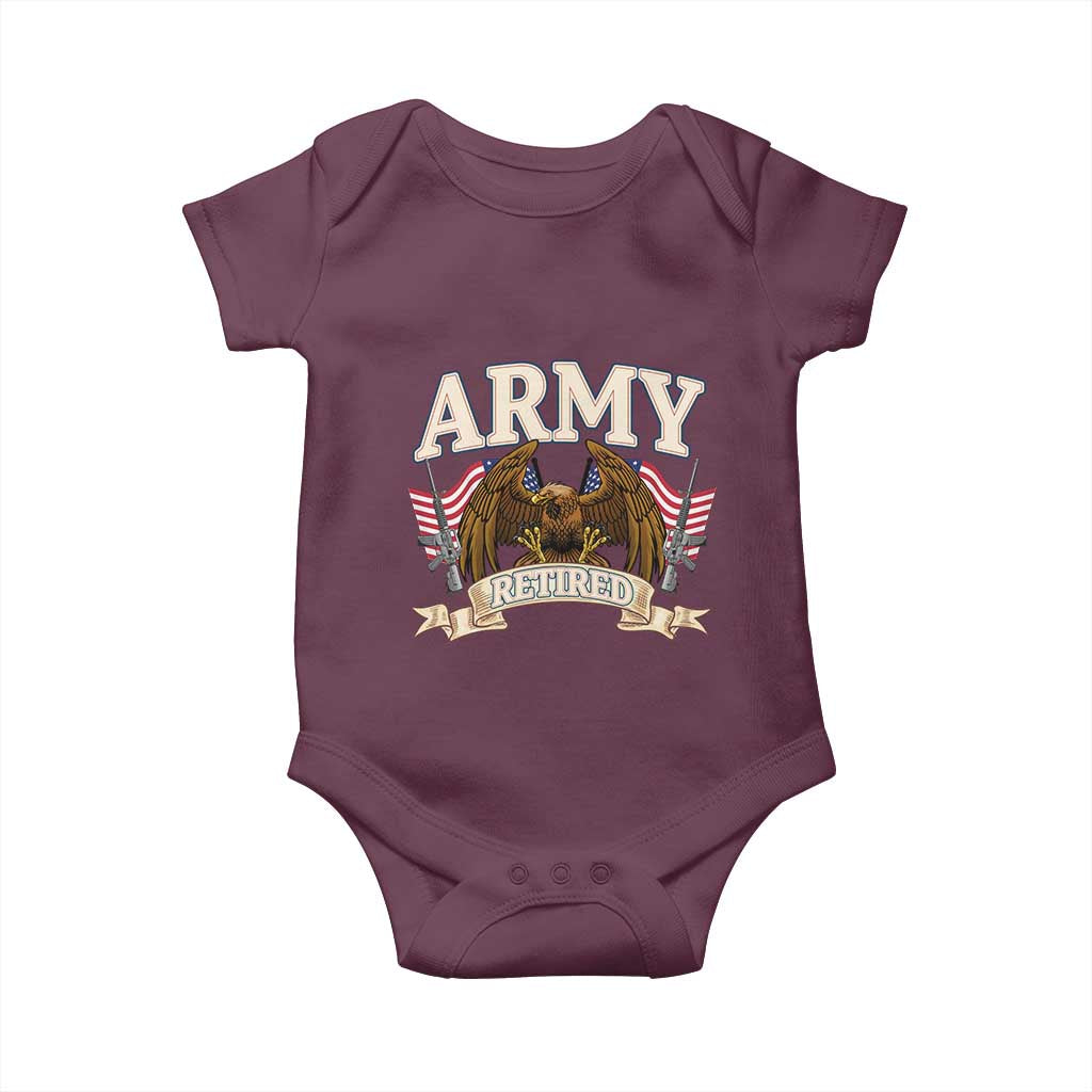 Retirement Army Veteran Baby Onesie American Flag USA Patriotic TS12 Maroon Print Your Wear