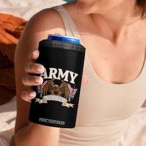Retirement Army Veteran 4 in 1 Can Cooler Tumbler American Flag USA Patriotic TS12 Print Your Wear