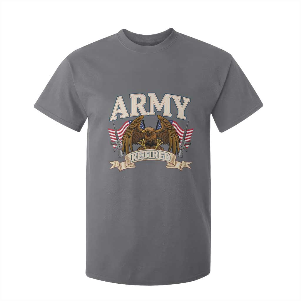 Retirement Army Veteran T Shirt For Kid American Flag USA Patriotic TS12 Charcoal Print Your Wear