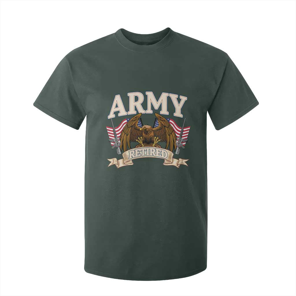 Retirement Army Veteran T Shirt For Kid American Flag USA Patriotic TS12 Dark Forest Green Print Your Wear