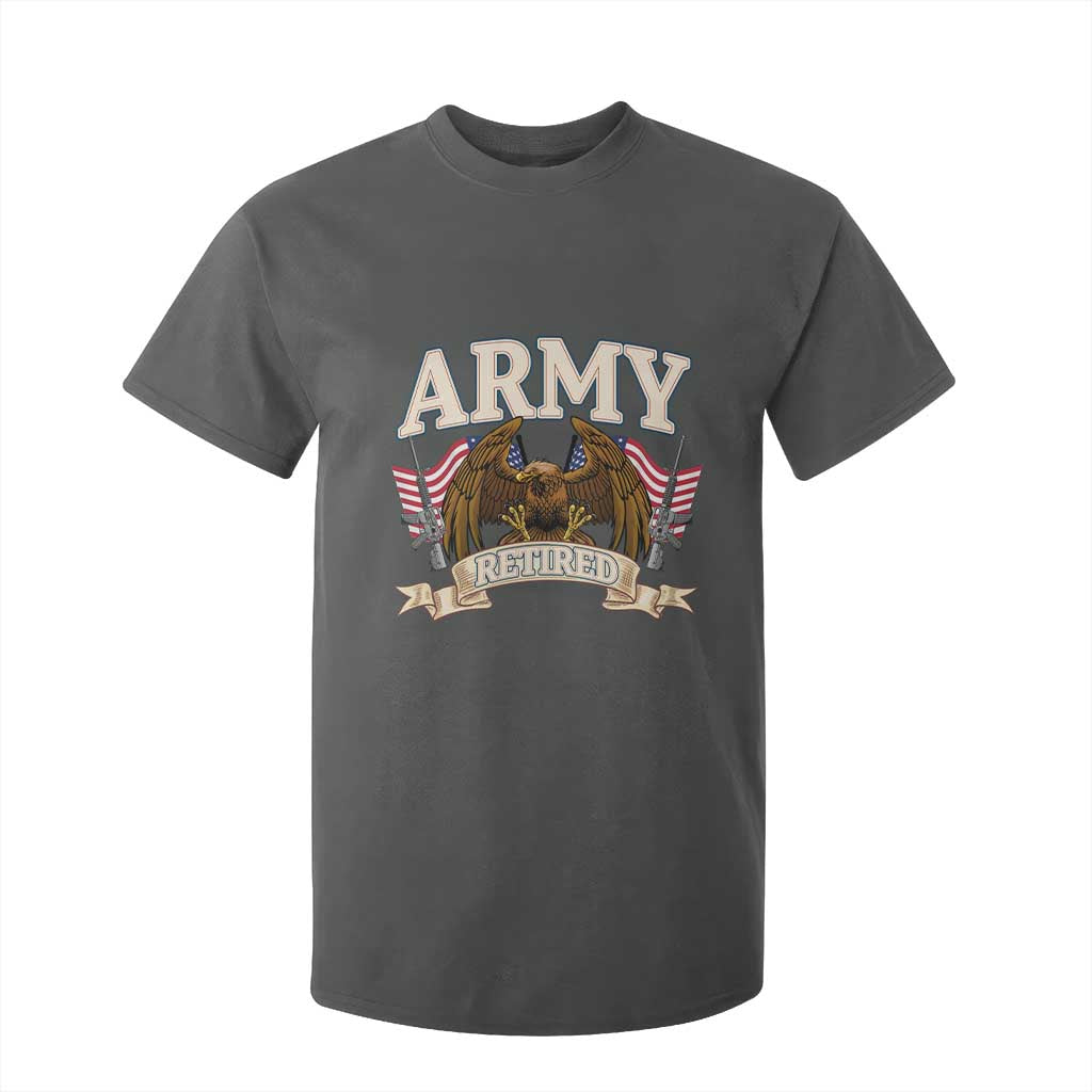 Retirement Army Veteran T Shirt For Kid American Flag USA Patriotic TS12 Dark Heather Print Your Wear