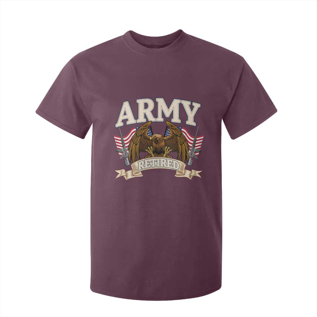 Retirement Army Veteran T Shirt For Kid American Flag USA Patriotic TS12 Maroon Print Your Wear
