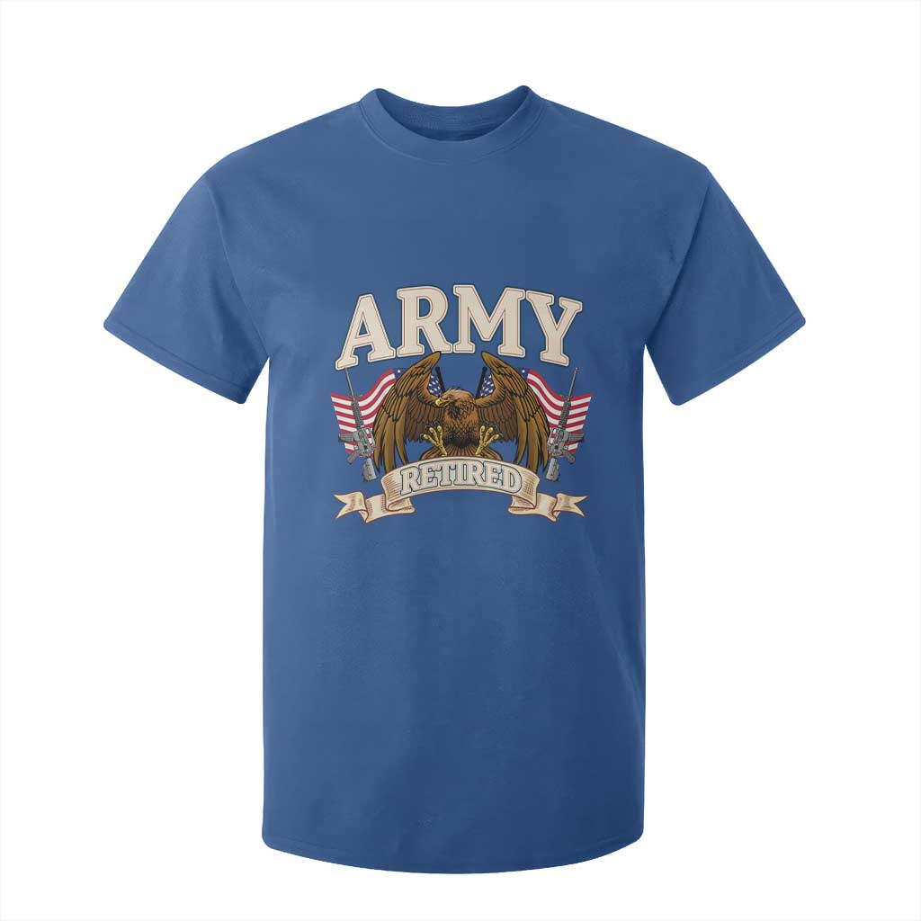 Retirement Army Veteran T Shirt For Kid American Flag USA Patriotic TS12 Royal Blue Print Your Wear