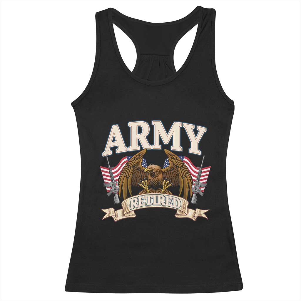 Retirement Army Veteran Racerback Tank Top American Flag USA Patriotic TS12 Black Print Your Wear