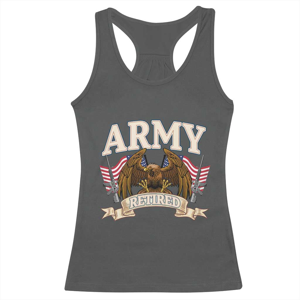 Retirement Army Veteran Racerback Tank Top American Flag USA Patriotic TS12 Dark Heather Print Your Wear