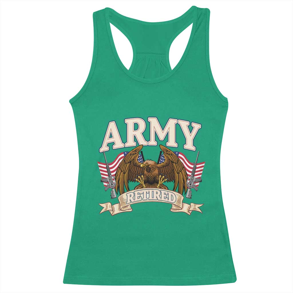 Retirement Army Veteran Racerback Tank Top American Flag USA Patriotic TS12 Irish Green Print Your Wear