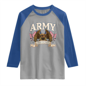 Retirement Army Veteran Raglan Shirt American Flag USA Patriotic TS12 Sport Gray Royal Print Your Wear