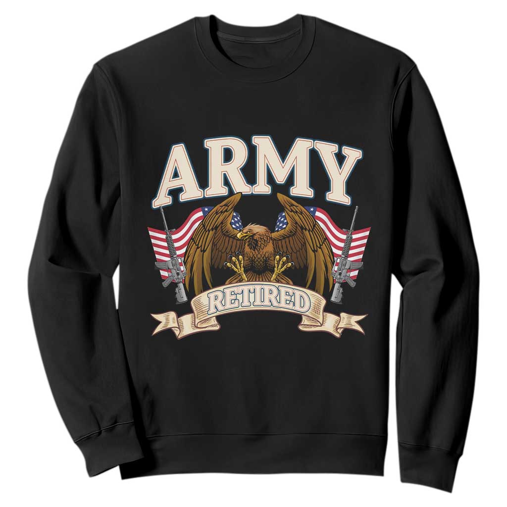 Retirement Army Veteran Sweatshirt American Flag USA Patriotic TS12 Black Print Your Wear