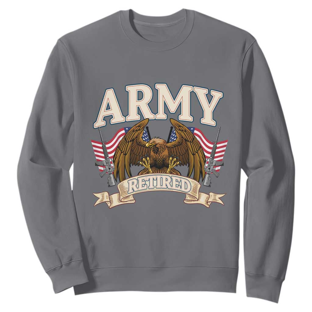 Retirement Army Veteran Sweatshirt American Flag USA Patriotic TS12 Charcoal Print Your Wear